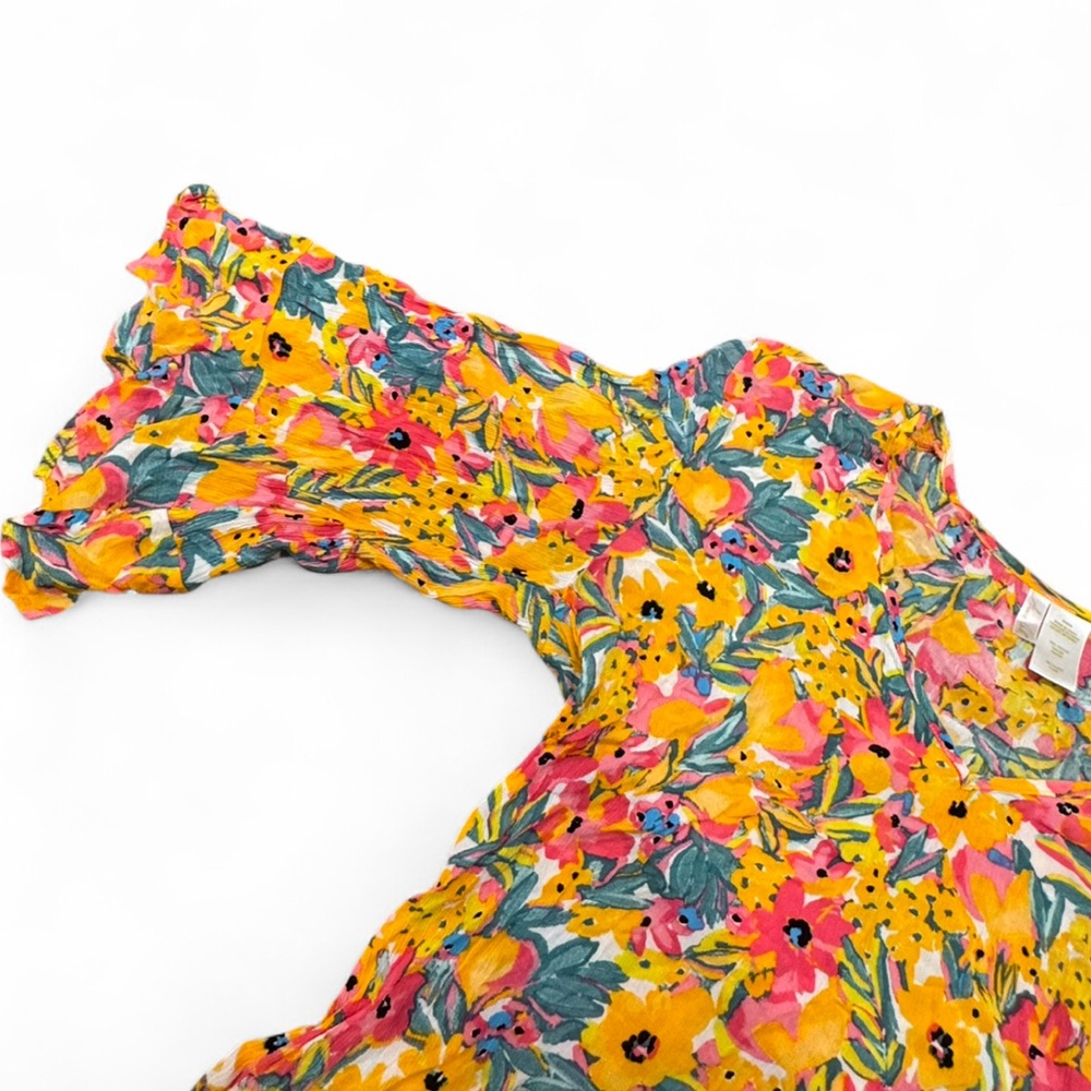 Anne Cole - Multicolor Floral Dress / Cover up with puffy bell sleeves - Picture 6 of 6